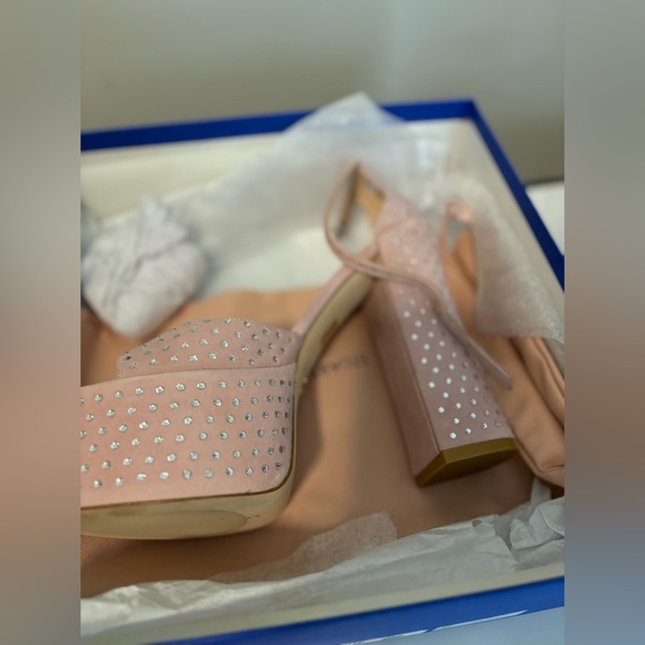 STUART WEITZMAN Sky High Embellished Ankle Strap Platform Sandals - Size 10b - Picture 5 of 10